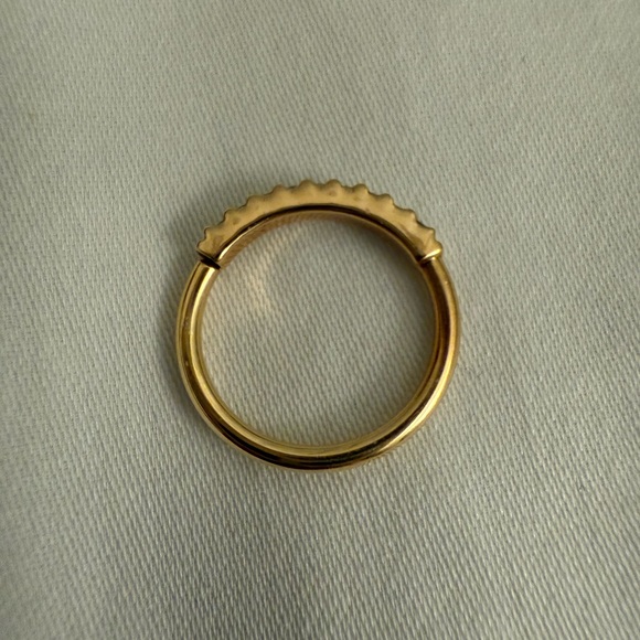 16g Gold Outside Gem Ring 14k yellow gold 7/16” CZ - Picture 2 of 5